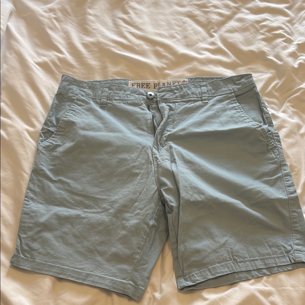 Free Planet Blue Flat Front Shorts Versatile Style
